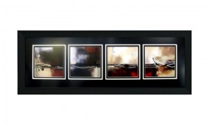 21 4 in 1 Abstract J9-107A- 4 in 1 Collage - Triple Mat None Glare Glass 18x58 $240
